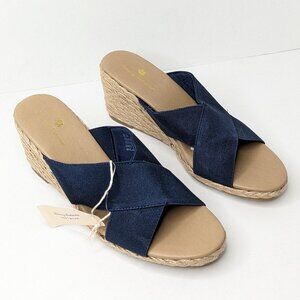 Tommy Bahama Suzette Espadrille Wedge Sandals, Navy, Women's 9.5